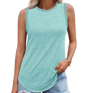 Chaleco sin mangas para mujer, con estampado digital, cuello redondo, corte holgado, fabricado por OEM, con logotipo personalizado, para uso casual de verano, al por mayor. - Product Image 3