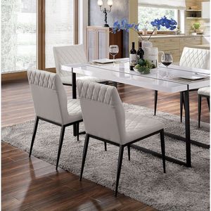 Set di 2 Sedie da Pranzo in Ecopelle Avorio Stile Contemporaneo con Telaio in Metallo Nero e Seduta Imbottita per Arredamento Sala da Pranzo - Product Image 2