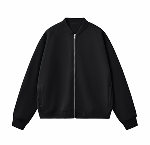 Blouson Bomber Unisexe Oversize en Polaire avec Fermeture Éclair Intégrale, Col et Poignets Côtelés, Style Décontracté Varsity, Vêtement Personnalisé - Product Image 5