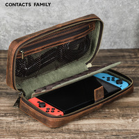 Étui de rangement de voyage en cuir pour console Nintendo Switch 1ère génération avec porte-cartes de jeu pour 14 jeux et pochette externe en maille pour accessoires