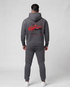 Custom <b>Men</b>’s Grey Hoodie Tracksuit <b>Set</b> 2 Piece Fleece Jogger Sweat Suit Sportswear OEM ODM Private Label Clothing Manufacturer - Product Image 2