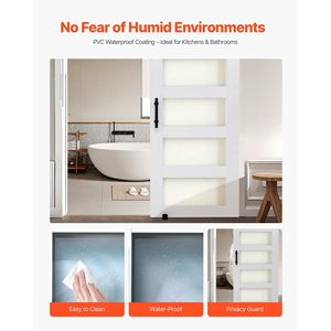 Kit Ferramenta per Porta Scorrevole in Vetro con Pannello MDF ad Alta Resistenza 84 x 36 Pollici, Superficie in PVC Impermeabile, Facile da Scorrevolare, 36 x 84 Pollici - Product Image 4