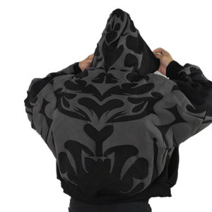 Broderie personnalisée pour sweat à capuche ample et carré |   Sweat à capuche zippé en molleton épais 500 GSM en Spandex/Coton pour unisexe |   OEM - Product Image 6