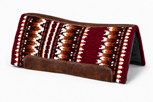 Manaal Enterprises Classic Western Saddle Pad Geometric Pattern Brown Leather Trim Wool Shell Fleece Lining Riding Equestrian - Product Image 3