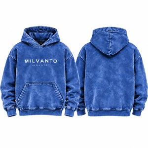 เสื้อฮู้ดดี้ผู้ชายพรีเมียมสีเทา วินเทจ แอซิดวอช ทรงพูลโอเวอร์ มีกระเป๋าจิงโจ้ ผ้าฝ้ายฟลีซ 100% 450 GSM พิมพ์ลายตามสั่ง - Product Image 2