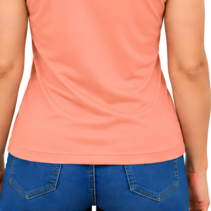 Polo sans manches Peach Equestrian pour femme, coupe ajustée, col patchwork, haut d'entraînement d'équitation, personnalisable, vente en gros, performance - Product Image 6