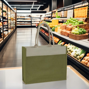 Grands sacs fourre-tout en jute pour femmes, design personnalisé, tissu rayé tendance, sacs de courses réutilisables, longue corde, impression de logo, épicerie - Product Image 3