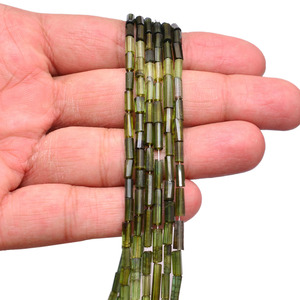 Tourmaline AAA+ 6mm-10mm, tube facetté, briolette, tourmaline naturelle multicolore, pierre précieuse cylindrique, perles fantaisie pour bijoux - Product Image 5