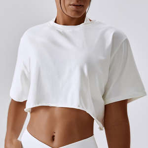 T-shirts courts pour femmes de bonne qualité, haut de gamme, en coton, pour l'été - Product Image 6