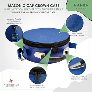 Premium Masonic Crown Cap Case Leather Freemason Hat <b>Storage</b> Carrying <b>Box</b> <b>Blue</b> Plain - Product Image 5