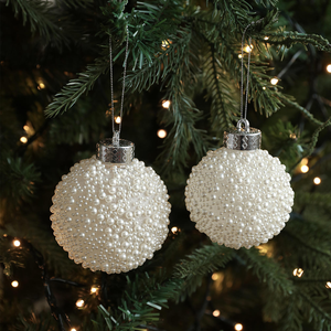 ลูกบอลมุกขนาดใหญ่สำหรับตกแต่งต้นคริสต์มาส ลูกบอลประดับคริสต์มาสสีขาวมุก ของตกแต่งต้นคริสต์มาสแบบแขวน - Product Image 6