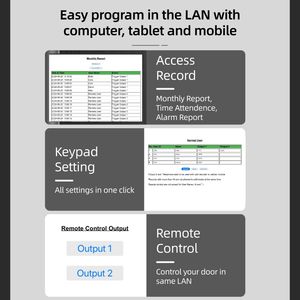 Clavier biométrique TCP/IP DK-6812 : Empreinte digitale + Carte MIFARE + Mot de passe, 1000 utilisateurs, contrôle à distance LAN, rapports d'accès et de présence - Product Image 5