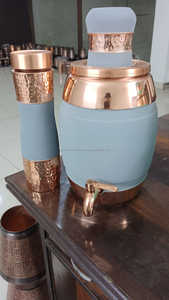 Handmade 5-Liter Ayurvedic Water Pitcher Pure Copper Matka Jug <b>with</b> Lid and <b>Straw</b> for Home & Hotel Use Direct From India - Product Image 2