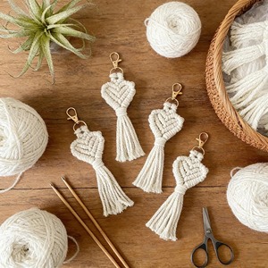 Premium Heart Macrame Keychain Handmade Artistic Rope Keyring Bag Charm For Stylish Everyday Use <b>Accessory</b> From India - Product Image 4