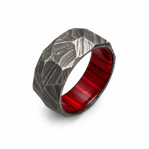 Anillo de Acero de Damasco Hecho a Mano Personalizado Jexmoo con Caja de Anillo con Impresión Digital, Regalo Perfecto para el Día del Padre para Papá, Esposo, Novio - Product Image 3