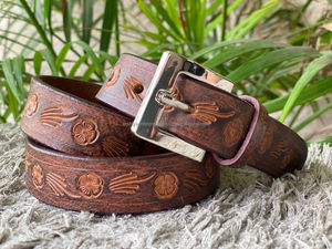 Fabricantes que venden cinturón de cuero genuino para hombre, cinturón de cuero de vaca de lujo ajustable a mano para hombres - Product Image 2