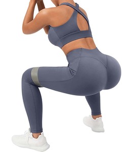 Ensemble de fitness pour femme à une bretelle, comprenant un legging de yoga à compression effet ventre plat et un soutien-gorge de sport - Product Image 6
