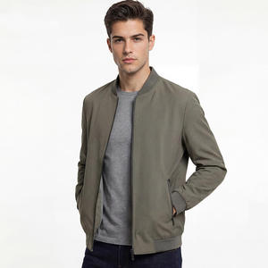 Factory <b>Men's</b> Casual Work Thin Stand Bomber Jacket High Quality <b>Black</b> <b>Windbreaker</b> Windproof Breathable Loose Spring Solid Zipper - Product Image 3