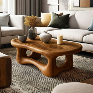 Table basse au design unique Table centrale sculpturale en bois à bord vivant faite à la main Table de déclaration en bois naturel décor à la maison - Product Image 3