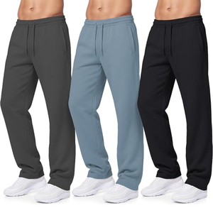 Pantalon de jogging gris pour homme, coupe slim, en tissu écologique, avec cordon de serrage à la taille et poignets élastiques - Product Image 4