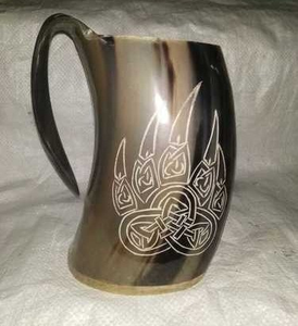 Tazas de Cuerno de Búfalo Hechas a Mano, Impermeables, con Asa Larga, Diseño Tallado, Decoración para Fiestas Navideñas - Product Image 2