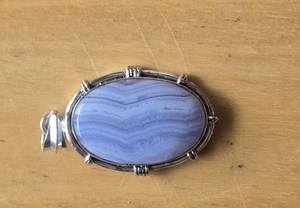 Colgante de Plata de Ley 925 con Ágata Azul, Joyería Artesanal con Piedra Natural Hecha a Mano - Product Image 2