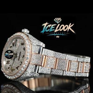 นาฬิกาข้อมือผู้ชาย ICE LOOK หรูหรา ตัวเรือนสแตนเลสประดับเพชรโมอิสซาไนต์ ระบบควอตซ์ แสดงวันที่ สายสแตนเลส - Product Image 4
