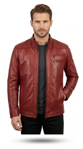 เสื้อแจ็คเก็ตหนังเทียมผู้ชายทรงเข้ารูปแฟชั่นลำลอง - Product Image 5