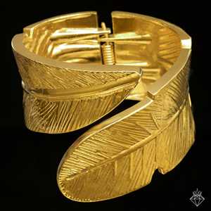 PRAO Bracelet jonc feuille plaqué or anti-ternissement Collection joncs fins - Product Image 3