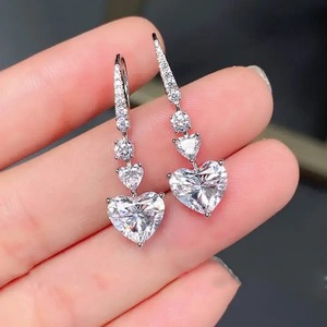 925 Moissanite Stunning <b>Heart</b> Cut Women's Stud <b>Earrings</b> In Sterling <b>Silver</b> White Gold Plated for Wholesale Export from India - Product Image 3