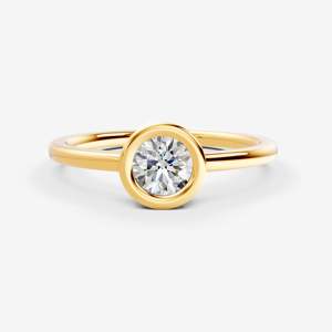 Anillo Solitario Redondo con Bisel Natural en Oro Rosa de 18K, Anillo Solitario Clásico con Engaste de Garras, Anillo de Diamantes con Certificación IGI, Tendencia Actual - Product Image 2