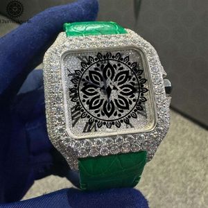 Montre de luxe pour homme Charm avec diamants, bracelet en acier inoxydable vert, mouvement mécanique, cadran lumineux 38 mm, date automatique, étanche 10 bars - Product Image 1