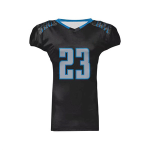 Camiseta de Fútbol Americano para Hombre, Negra y Azul, Número 23, Cuello en V, Manga Corta, Sublimada, Malla Transpirable, Estilo Ajustado - Product Image 1