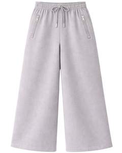 Pantalones Deportivos Cargo de Pierna Ancha Color Gris Claro Personalizados para Mujer, Pantalones de Forro Polar con Cintura Elástica, Bolsillos con Cremallera, Ropa Casual de Calle, Pantalones de Invierno - Product Image 1