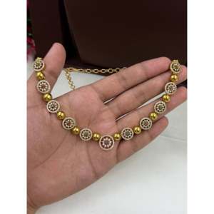 <b>Indian</b> Ethnic Vanya Victorian Gold-Plated Steel Bridal <b>Necklace</b> & Earring <b>Set</b> - Product Image 2