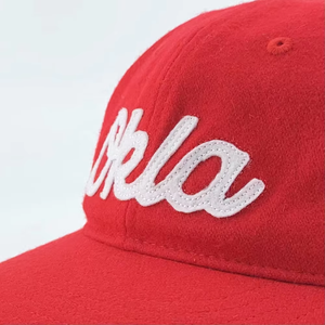 Red Okla Embroidered Snapback <b>Cap</b> Unisex Adult 6-Panel <b>Flat</b> Brim Casual Hat with <b>White</b> Letter Logo Front Panel Design - Product Image 6