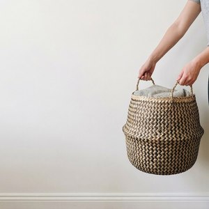 Cesta Plegable de Seagrass Tejida a Mano con Tapa para Decoración del Hogar, Macetas y Lavandería - Product Image 5