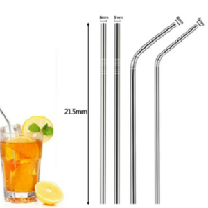 <b>Reusable</b> 8mm Silver Stainless Steel Mini Metal <b>Straws</b>-Eco-Friendly Modern Luxury Design CIQ Certified for Parties & Coffee - Product Image 4