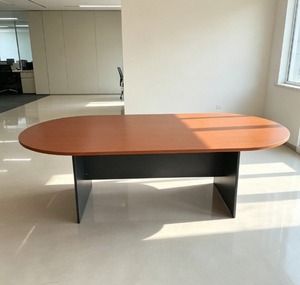 Oval <b>Extendable</b> Conference <b>Table</b> MDF Top Metal <b>Legs</b> Modern Design 8 Seater Office Furniture Commercial Use Conference Room - Product Image 1