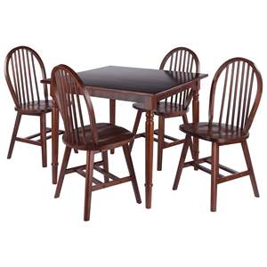 Juego de comedor Mornay de 5 piezas de nogal con sillas Windsor - Product Image 1