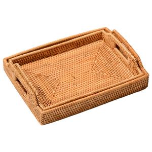 Rattan Rectangle Serving Basket Tray with Handles Handwoven Jute Decorative Storage Basket for <b>Table</b> Ottoman Vanity <b>Kitchen</b> - Product Image 5