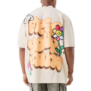 T-shirts pour hommes surdimensionnés, personnalisés, en coton 100 %, avec logo graphique, impression sérigraphique, de haute qualité, écologiques, respirants - Product Image 1