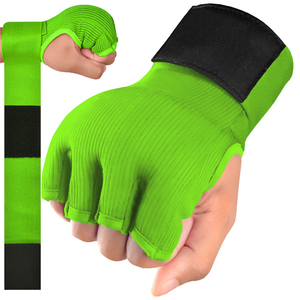 Green Half Finger Training Gloves With Velcro Wrist Support For Boxing Inner Gloves And Martial Arts Unisex Spandex Fit - Product Image 1