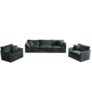 Set Divano Moderno a 3 Posti 1+1+3 con Poltrona e Divanetto per Soggiorno con Braccioli Contemporanei - Product Image 4