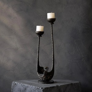 Porte-bougie élégant en fer noir, fait main, forme personnalisée, décoration de luxe pour salon, table à manger, événements de mariage, occasions romantiques - Product Image 5