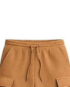 Pantalones Cortos Cargo para Hombre Color Camel, Cintura Elástica con Cordón, Estilo Casual Urbano, Múltiples Bolsillos, Pantalones Cortos de Verano, Logotipo Personalizado, Fabricante OEM - Product Image 4