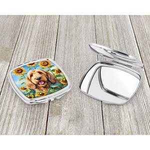Miroir de maquillage de voyage compact pour femmes Otterhound tournesols décoratif pliant cadeau de poche pour les filles - Product Image 3