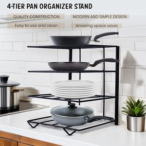 Estante Metálico de Cuatro Niveles para Macetas, Tipo Vertical, Apilable, para Cocina, Diseño Minimalista, Color Negro - Product Image 3