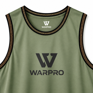 Ensemble débardeur et short sans manches unisexe WARPRO vert olive, en polyester respirant, vêtements de sport toutes saisons - Product Image 2