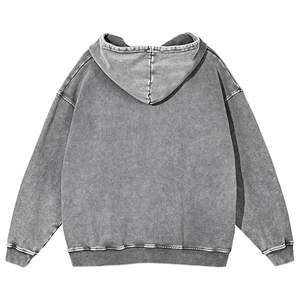Sweat-shirt à capuche oversize pour homme, beige délavé, en molleton de coton, style streetwear décontracté, avec poches, finition délavée - Product Image 6